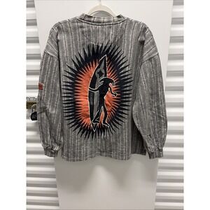 Vintage CHIEMSEE Surf Sweatshirt Size Xl big logo crewneck Grey Pinstripe